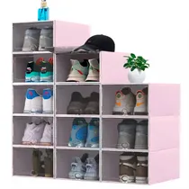 Comprar Set 12 Cajas Organizadoras Para Zapatos Apilables Multiusos Color Rosa