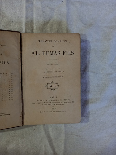 Theatre Complet De Al Dumas Fils 2 La Question D'argent 1869