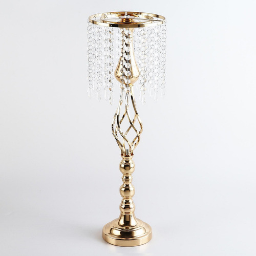 Castiçal De Mesa Com Pilar De Casamento Dourado Grande