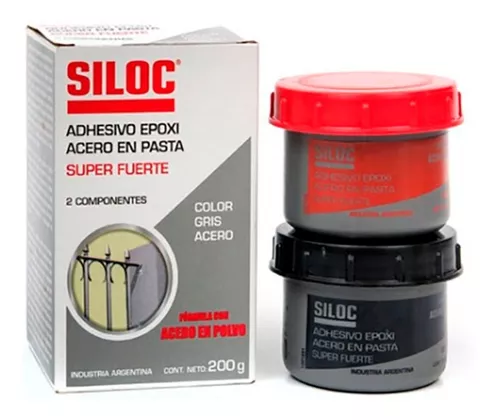 Adhesivo Epoxi Acero En Pasta 2 Componentes 200 Grs Siloc