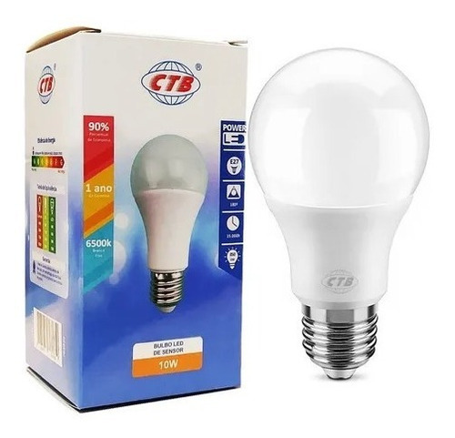 Lâmpada Bulbo Led 10w E27 Branco Frio Com Sensor De Presença Cor da luz Branco-frio Bivolt