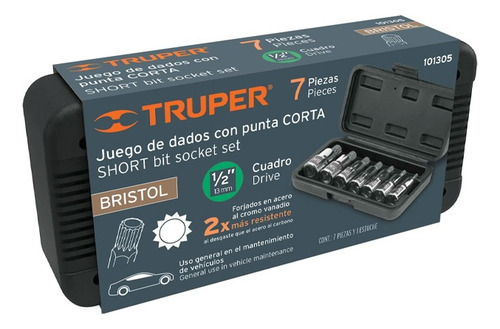 Juego De 7 Dados Cortos Punta Bristol Truper Jd-1/2x7-bc