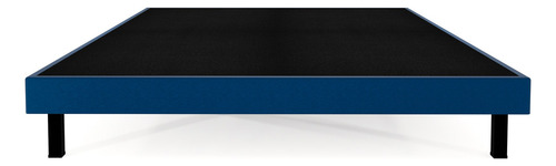 Base Cama Box Urban King Size Madera Tapiz Lino Azul