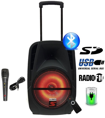 Bafle Potenciado 12 240w Bluetooth Usb Sd Bateria Luces Led