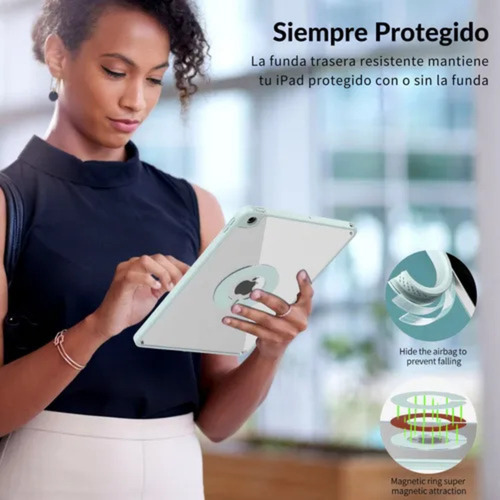 Mr. Gadgets Funda Case Transparente Smart Folio 2 En 1 Magnetico, Antifouling, Compatible Con iPad 10ma Generación /11va Gen A16 11 Pulgadas, Porta Lapices, Soporte Plegable, Color Gris
