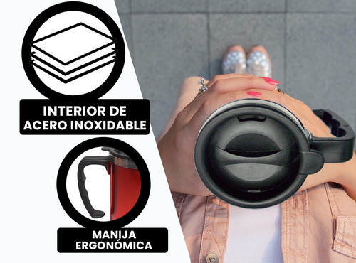 Imagen 5 de 10 de Vaso Termico Jarro Taza Con Manija 450ml Acero Inoxidable