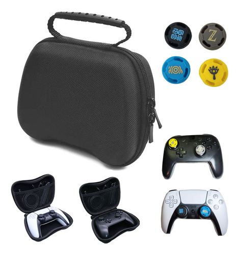 Estojo Controle Nintendo Switch Pro Ps4 Ps5 + 4 Grips Zelda