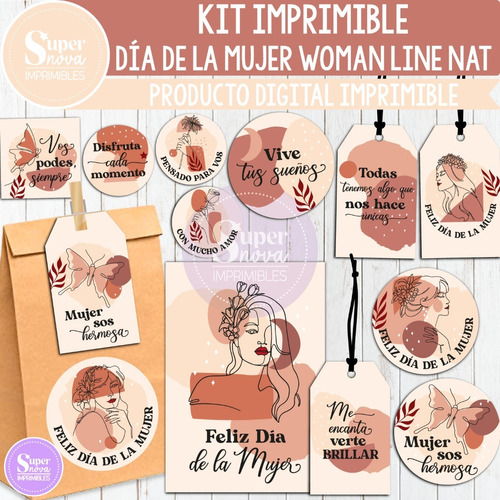 Kit Imprimible Día De La Mujer Woman Nt Tag Etiqueta Sticker