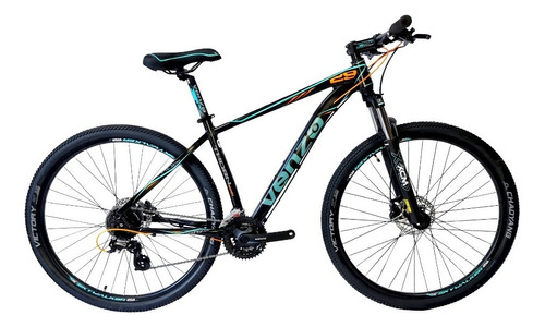 Mountain bike Venzo 24 Velocidades Thorn Revo  2023 R29 XL 24v frenos de disco hidráulico cambios Shimano color negro/teal/naranja  