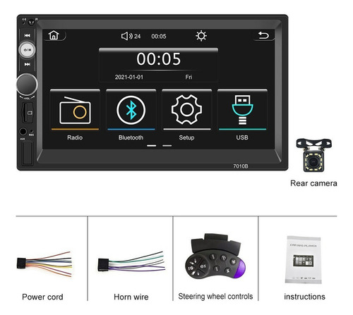 2 Din 7'' Radio Estéreo De Coche Fm Mirrorlink Carplay