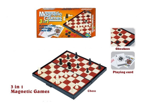 Ajedrez Magnético 28x28 3 Juegos En 1: Damas Y Backgammon