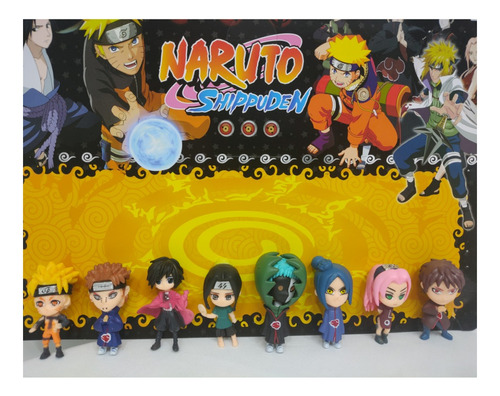 Kit Com 8 Bonecos Naruto Shippuden Miniaturas Colecionáveis