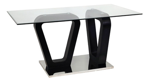 Mesa Comedor 160 Vidrio Templado Biselado Mdf Acero Inox