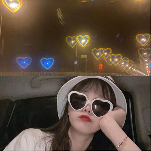 Lentes De Difracción Con Efecto De Corazón Que Negro