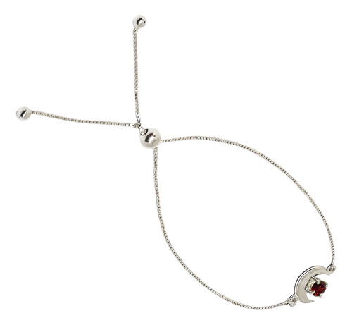 Pulsera Luna Granate Plata Fina 925 Adaptable