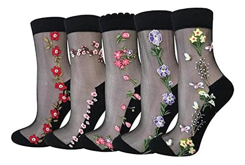 5 Pares De Calcetines Transparentes Para Mujer Calcetines Fi