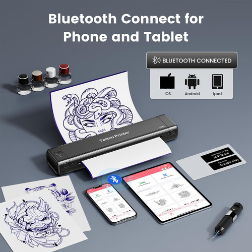 Impressora De Estêncil De Tatuagem Bluetooth, Térmica Sem