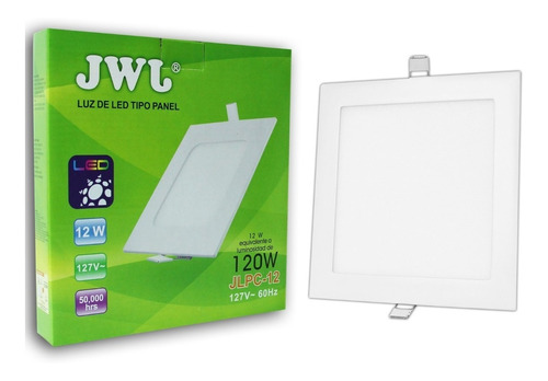 Plafon De Led Empotrable 12w Slim L/blanca Cuadrado 10pz Jwj Color Blanco