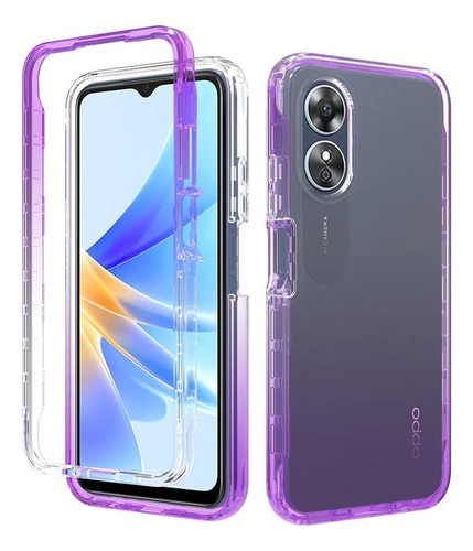 Funda 2 En 1 Uso Rudo For Modelos Oppo Bicolor Transparente