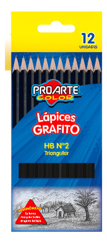 Lapices Grafito Triangular No2 Hb Proarte Caja 12 Unidades