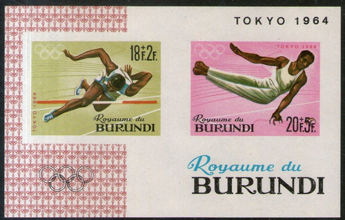 Burundi Bloc X2 Sellos Sin Perforar Olimpíadas De Tokio 1964
