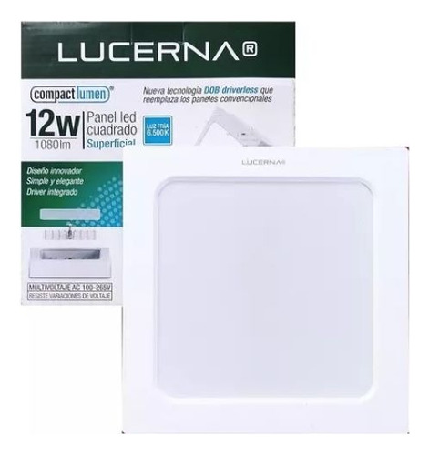 Panel Led Superficial Cuadrado 12w 6500k Compact Lucerna 