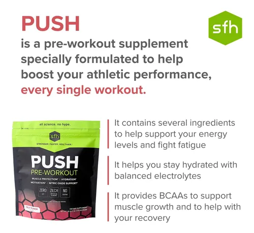 Sfh Push Pre-workout Powder (ponche De Frutas) Bcaa Para La