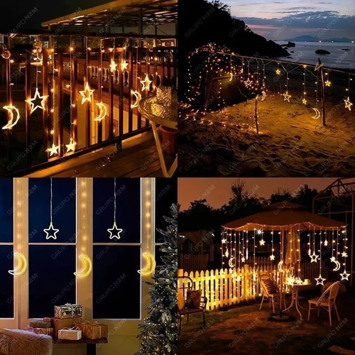 Combo Led Navidad Bc 1 Cortina 3.6m + 1 Alambre 10m Premium