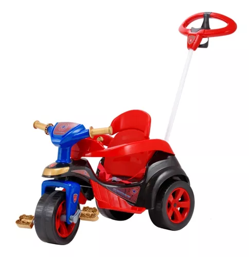 Tico Tico Menino Triciclo Infantil Motoca Bebe Velotrol Com Haste Para  Empurrar Proteçao Lateral e Para os Pes