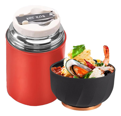 Termo Portatil Comida Caliente Fría Sopa Acero Inox. 500ml Rojo