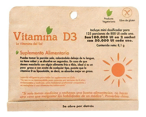 Vitamina D3 5gr - 125 Porciones Dulzura Natural