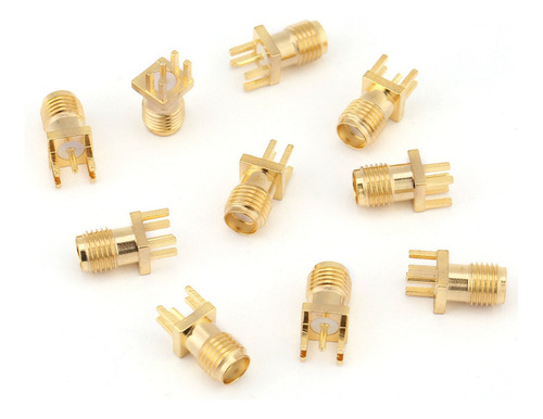 10 Unids Latón Sma Hembra Socket Jack Montaje Pcb 50 Ohm Rf