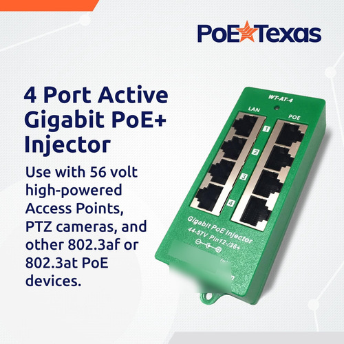 Inyector Poe/poe 4 Puertos 56v 60w Gigabit