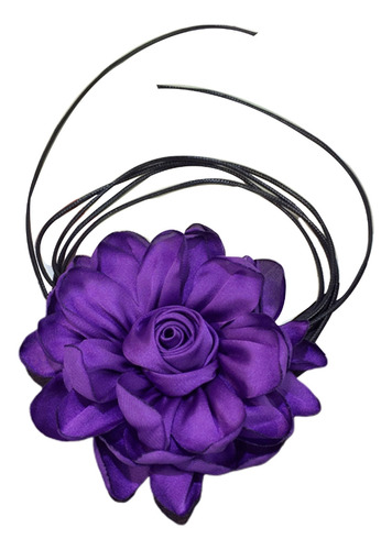 Delicada Cadena De Cuello Con Flores Moradas, Clásica, Román