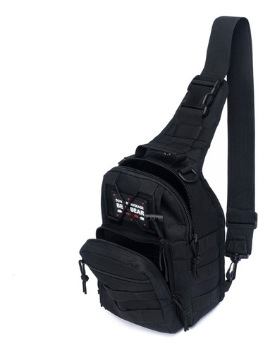 Shoulder Bag Mini Bolsa Tática Resistente Transversal Peito Cor Preto