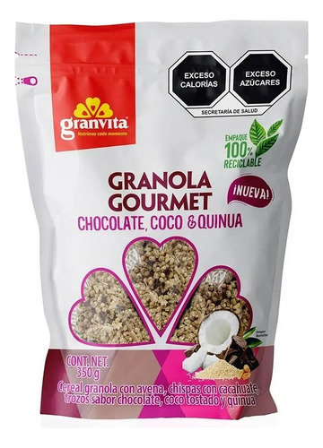 Granola Granvita Gourmet Chocolate, Coco & Quinua 350 G
