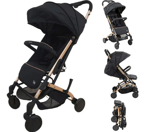 Carrinho Zap Preto E Cobre Com Bebê Conforto - Burigotto