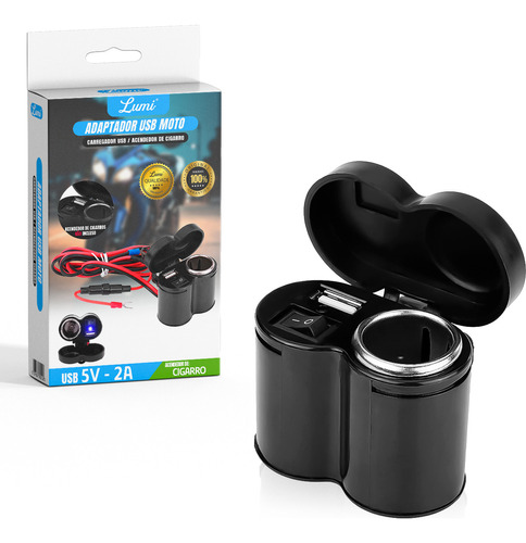 Carregador Para Moto 12v Universal Com Porta Usb Lumi