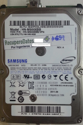 Disco Externo Samsung  Hn-m500xbb  500gb -1402 Recuperodatos