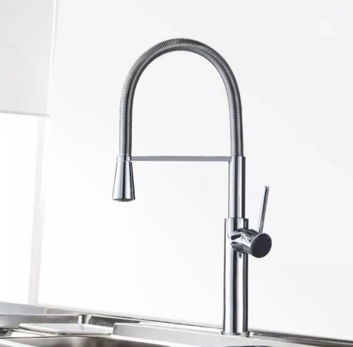 Llave Monomando Lava Platos Chrome Spring Flexible Bronce Fk