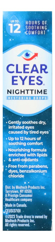 Clear Eyes Gotas Nocturnas Para Aliviar El Ojo Seco 15 Ml