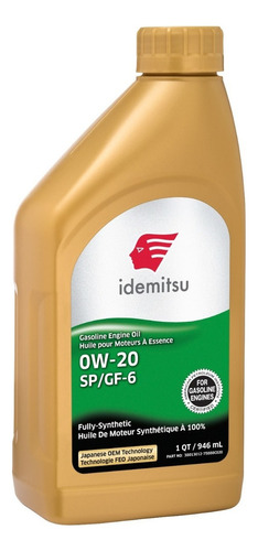 Idemitsu Aceite Motor 0w20 100% Sintetico; .946 Lt