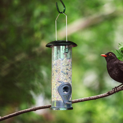 Dispensador De Comida Colgante Para Pájaros Con Tapa De Hier