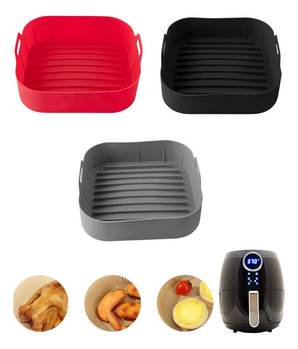 Forma Silicone Fritadeira Air Fryer Microonda Quadrado Alça