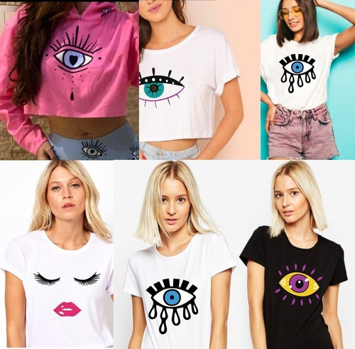Imagen 3 de 5 de Vectores Digitales Para Franelas Ojo Pestañas Fashion