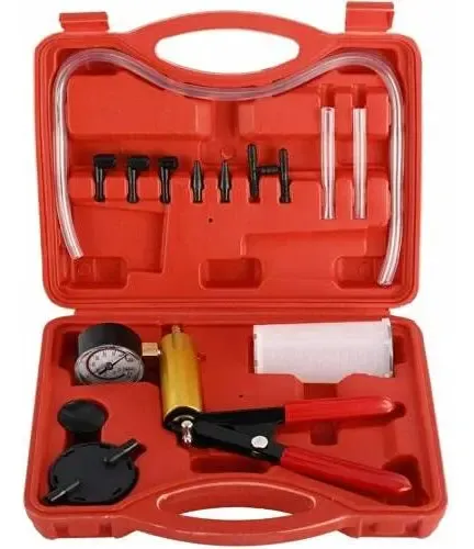 Bomba Neumática De Aceite ATPEAM De 2L, Purgador De Frenos Y Extractor De Líquidos, Con Vacuómetro, Silenciador Y 16 Adaptadores Para Coches Y Motos