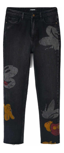 Jeans Nuevo Desigual 38 Denim Mickey Negro