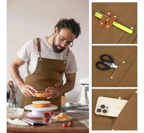 Delantal De 2 Piezas Para Mujeres Y Hombres, Delantal De