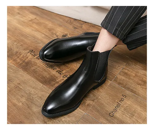 Botas Chelsea Para Hombre Zapatos Pu Marrones Moda Vers til