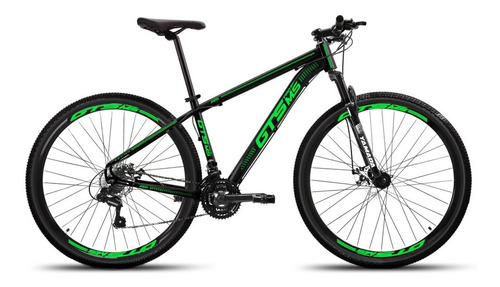 Bicicleta Aro 29 Gts Pro M5 Techs 24v À Disco Hidráulico Cor Preto/verde Tamanho Do Quadro 17